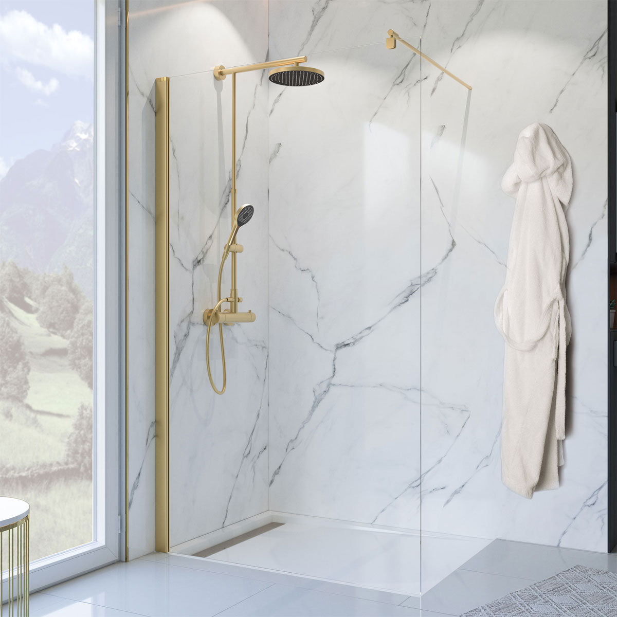 Duschwand alleinstehend Ora Gold 1200 x 2000 cm Bild 1