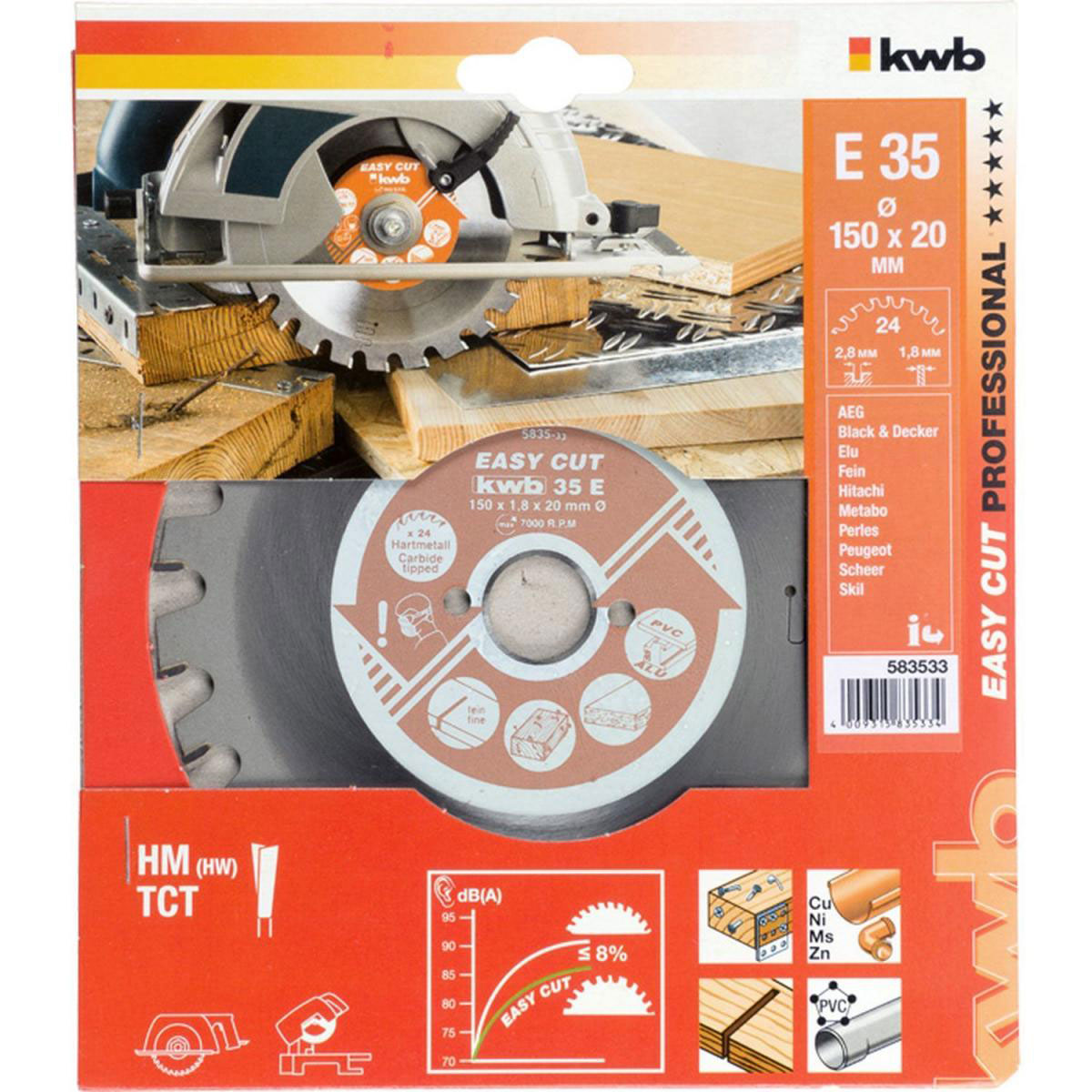 kwb  Kreissägeblätter Easy Cut für Handkreissägen Durchmesser 150x20 mm Bild 2