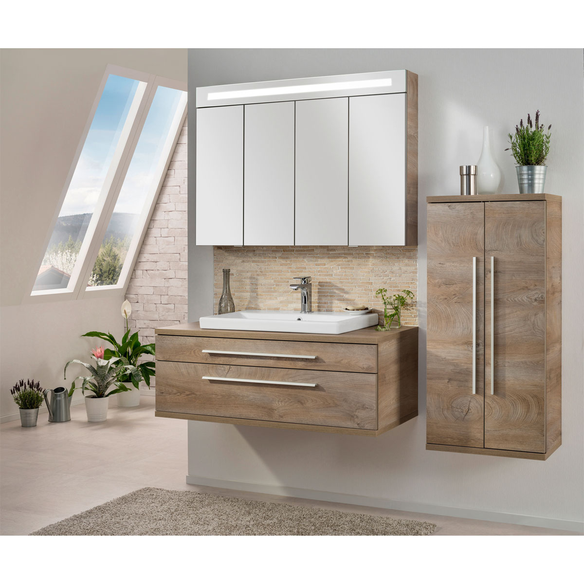 Fackelmann Waschbeckenunterschrank Stanford Eiche Natur 110 cm Bild 3