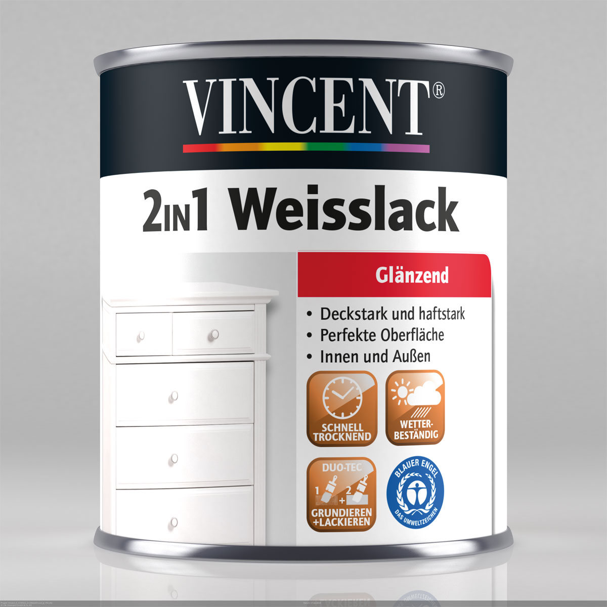 Vincent Weißlack 2in1 RAL 9010 Reinweiß glänzend 125 ml