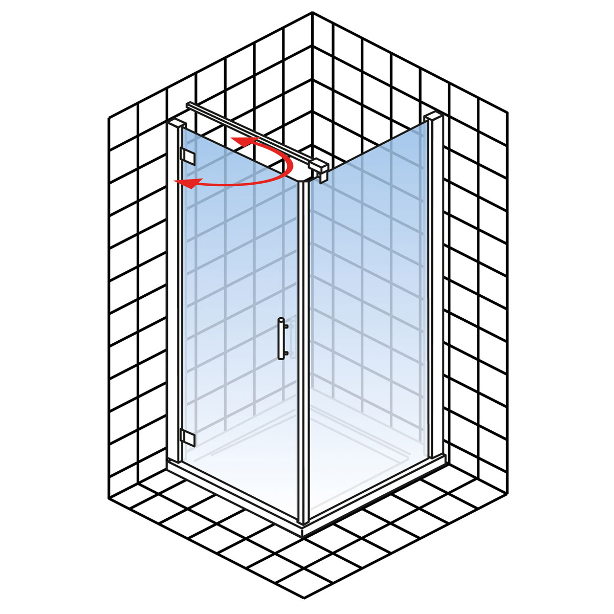 Schulte Drehtür pendelbar mit Seitenwand Toura 80 x 80 x 200 cm chrom Anschlag links Bild 5