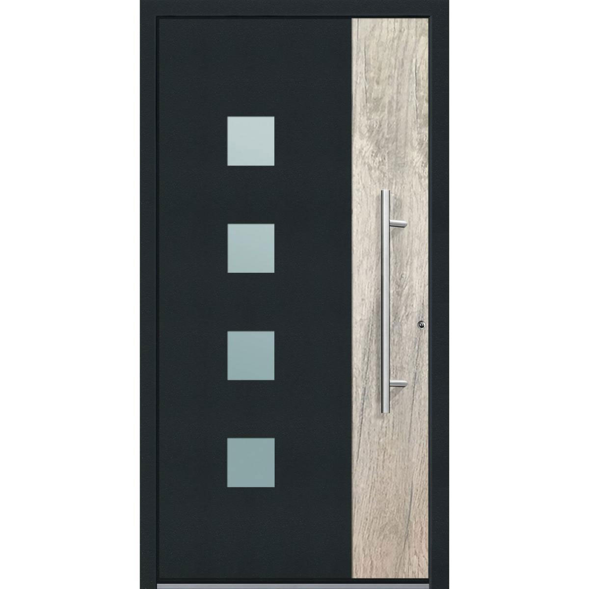 Aluminium Sicherheits-Haustür Messina Superior 60 mm anthrazit 110 x 210 cm Anschlag rechts inkl Griffset