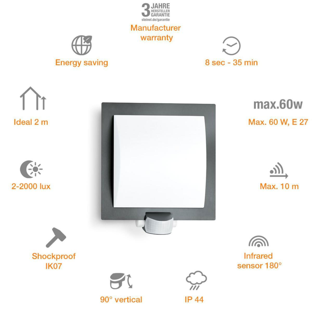 Steinel Sensor-Außenleuchte L 20 S anthrazit Bild 3