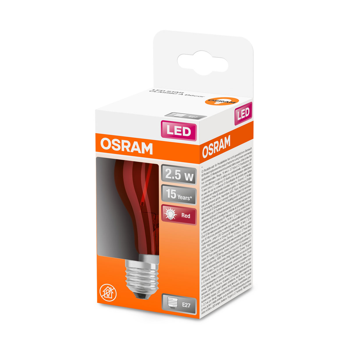 Osram LED-Leuchtmittel Glühlampe E27 2,5W rot