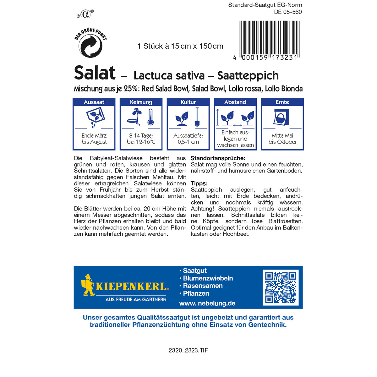 Kiepenkerl Salat Fitness Mix Saatteppich Bild 2