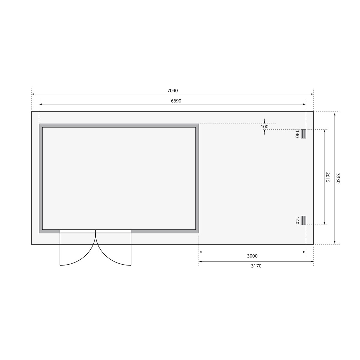 Karibu BBH Bastrup 8 Set mit Anbaudach naturbelassen Bild 8