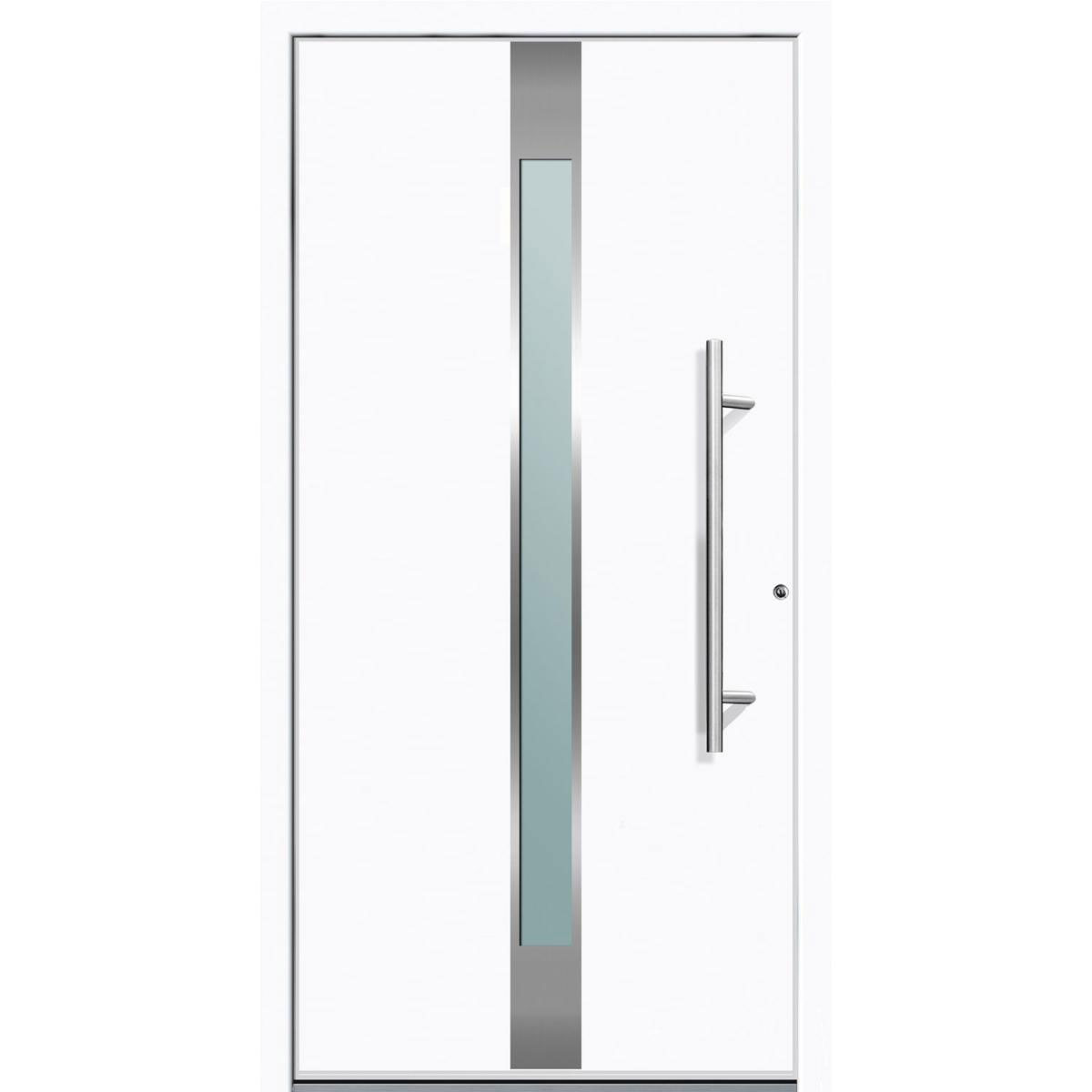 Aluminium Sicherheits-Haustür Rimini Superior 60 mm weiß 110 x 210 cm Anschlag rechts inkl Griffset