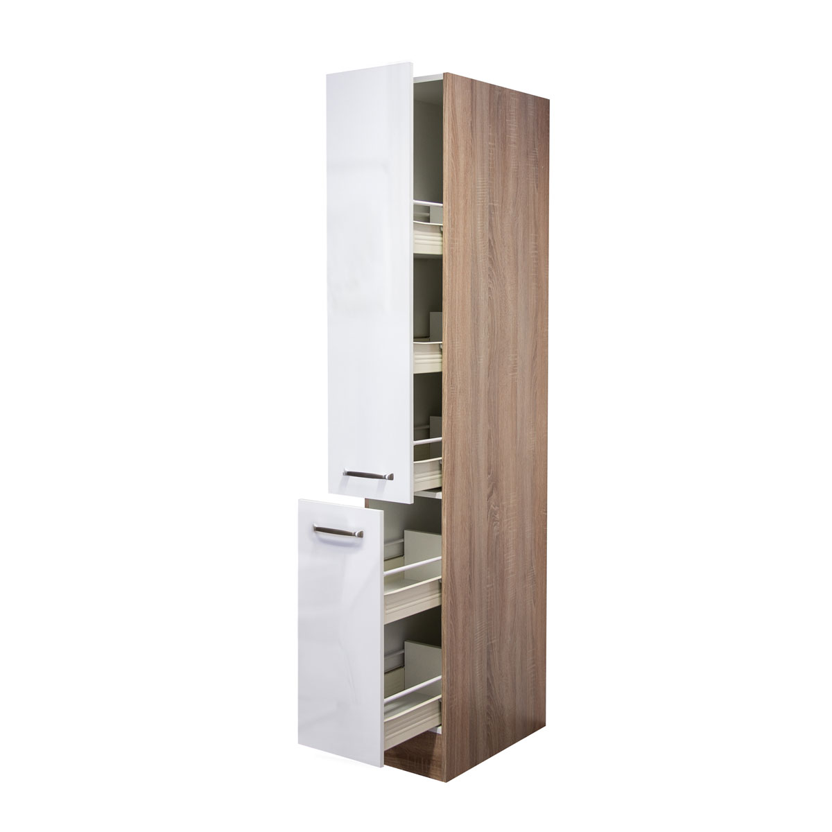 Flex-Well Küchen-Apothekerschrank „Valero“ 30x200x57,1 cm, weiß/Sonoma Eiche