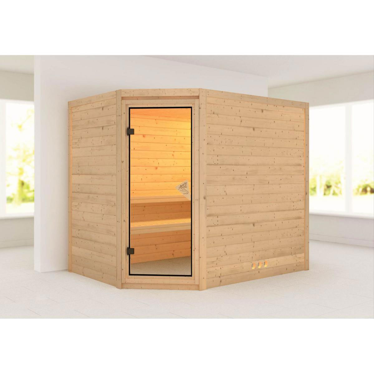 Karibu Massivholzsauna Tanami 40 mm ohne Ofen ohne Kranz