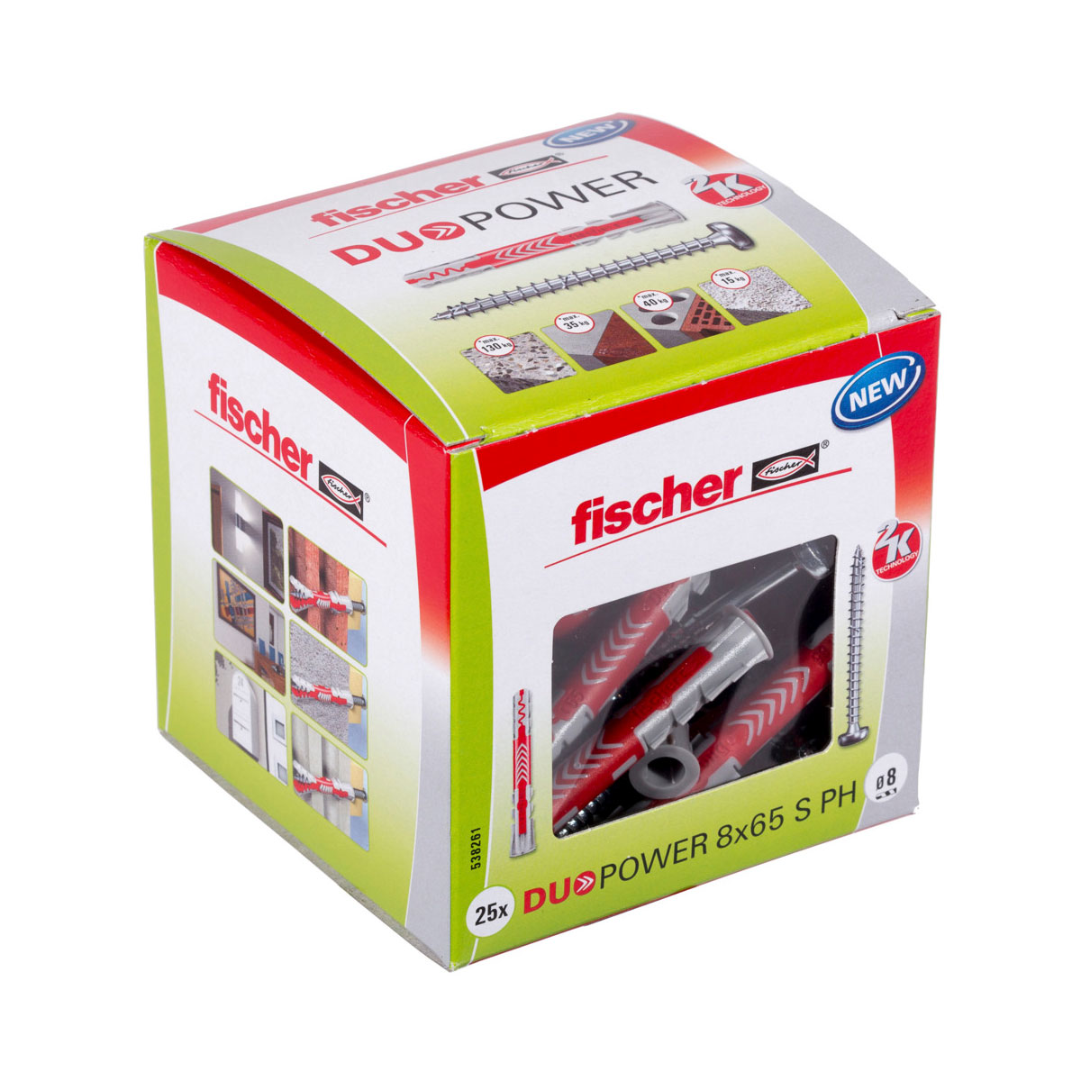 Fischer Dübel DuoPower 8 x 65 mm mit Schraube 25 Stück