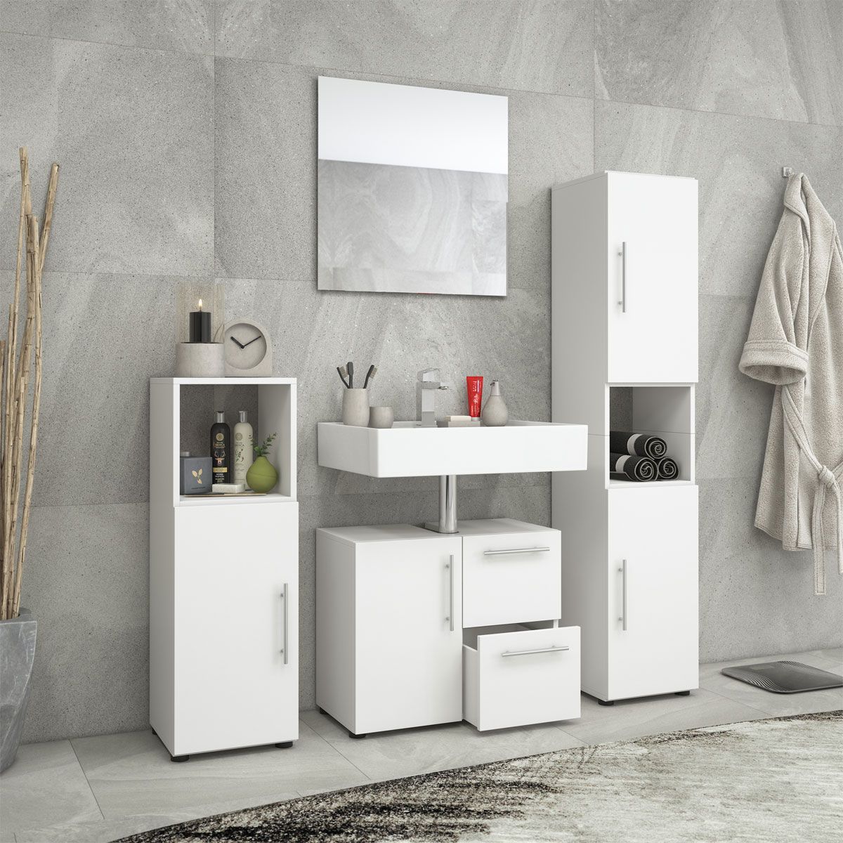 Badset Flandu mit Spiegel weiß Bild 3