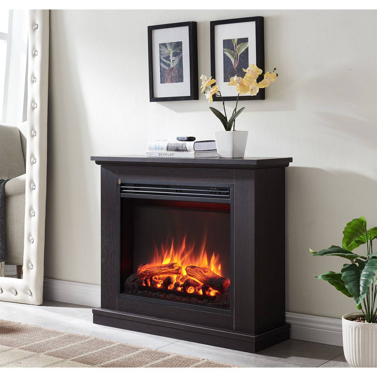 CrownFlame Elektrokamin „Phanos“ 69,3x82,4x27,9 cm, Dunkelbraun
