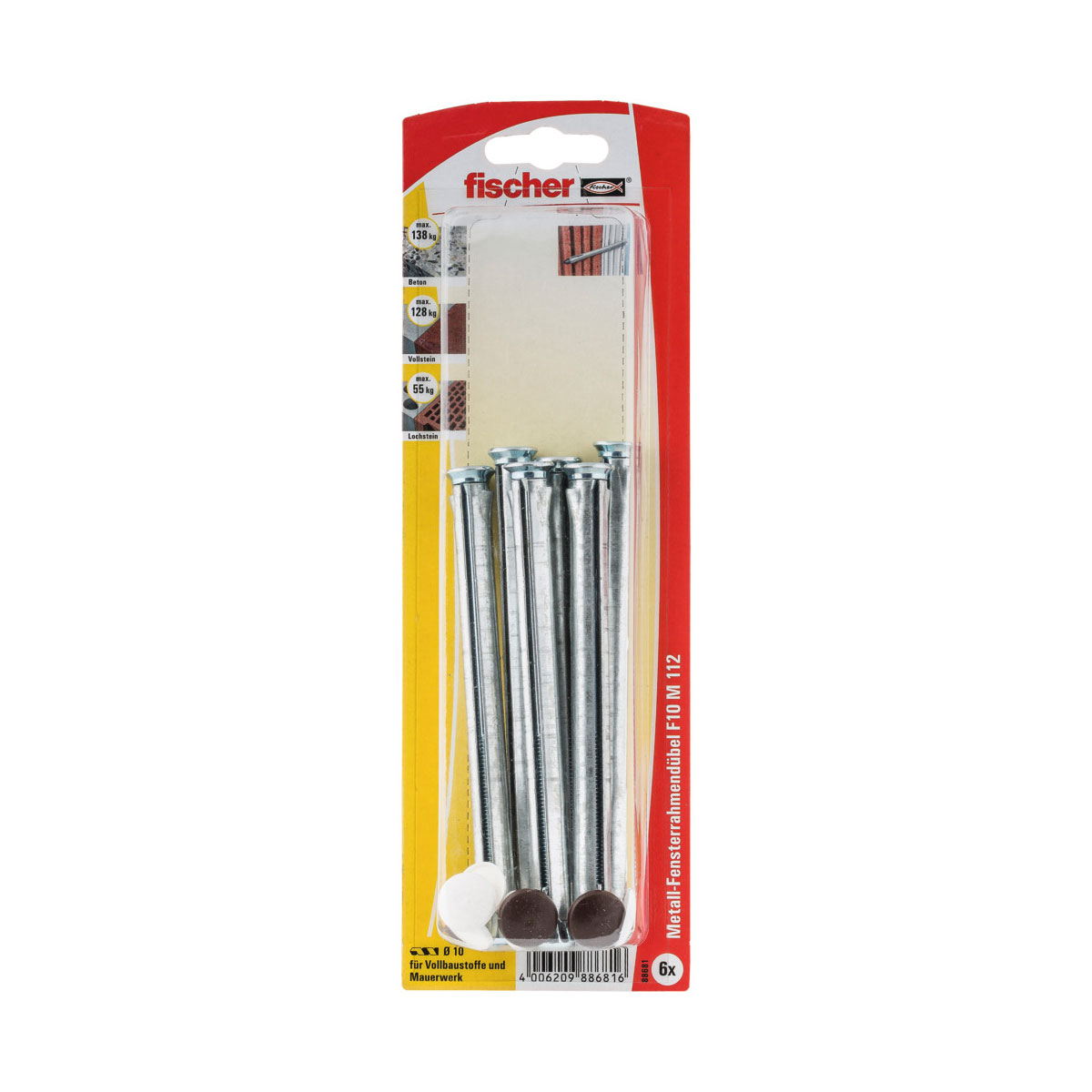 Fischer Fensterrahmendübel F 10 M 112 mm 6 Stück