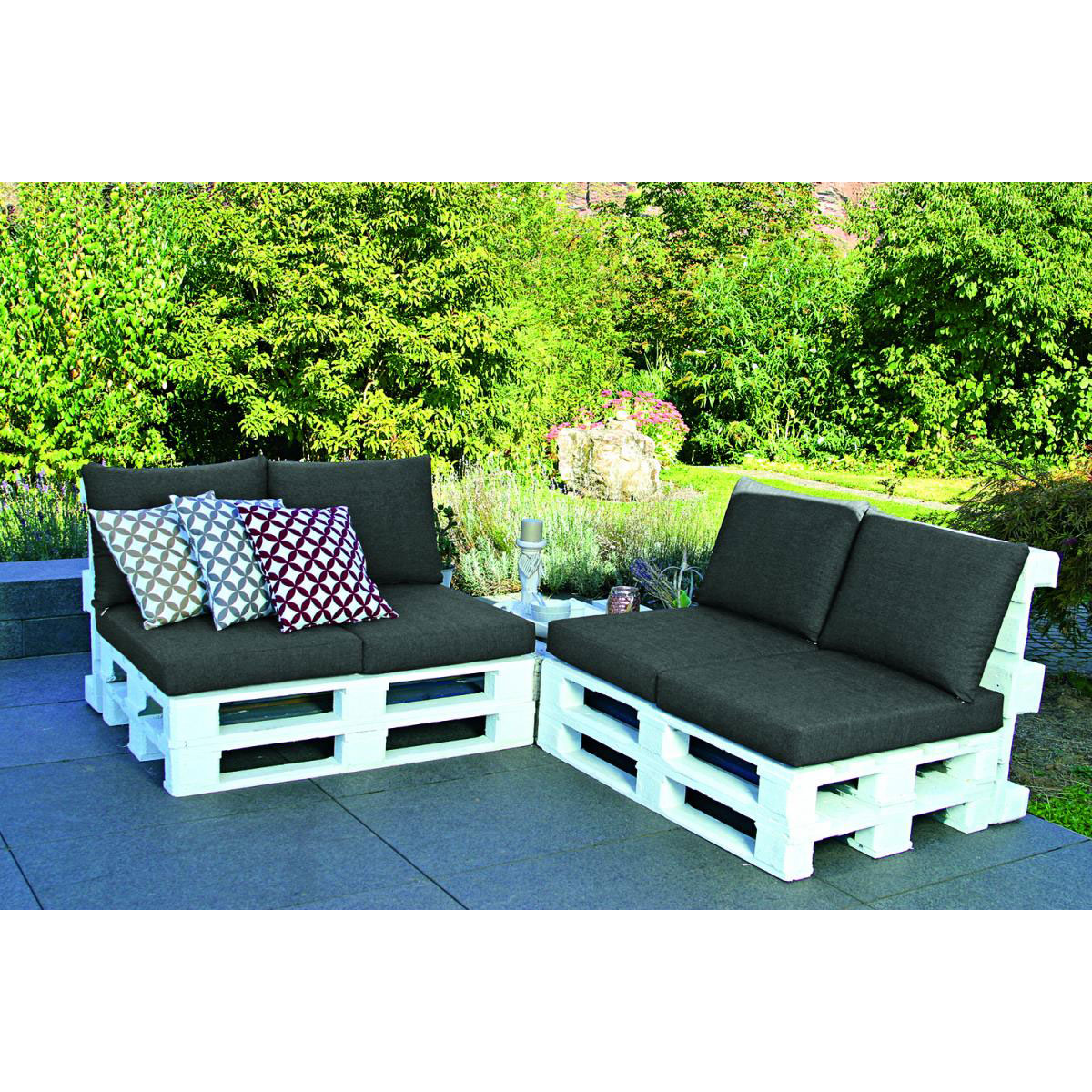 GO-DE Lounge-Kissen-Set für Palettenmöbel 2- teilig grau Bild 2