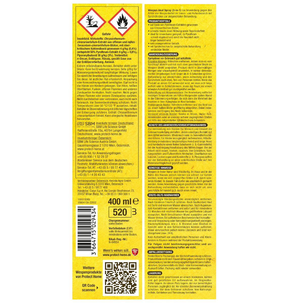 PROTECT HOME Natria Wespen-Akut-Spray 3in1 Bild 2