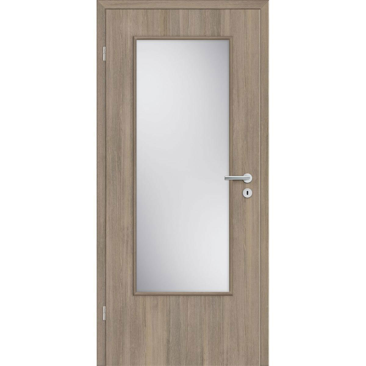 Borne Zimmertür CPL Lärche smoke aufrecht mit Lichtausschnitt 73,5 x 198,5 cm DIN links