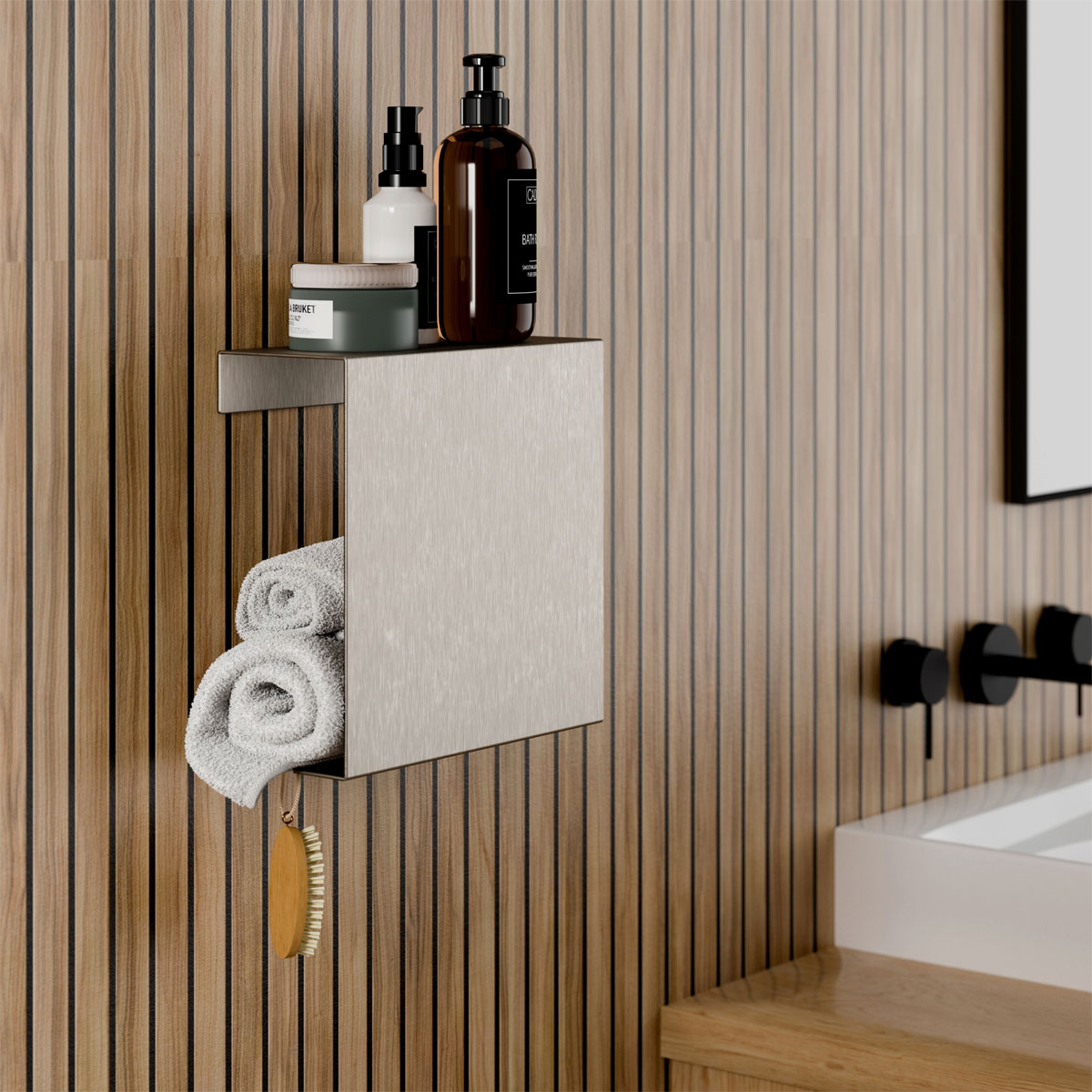 Schulte  Duschablage zum Kleben Größe L Edelstahloptik Bild 4