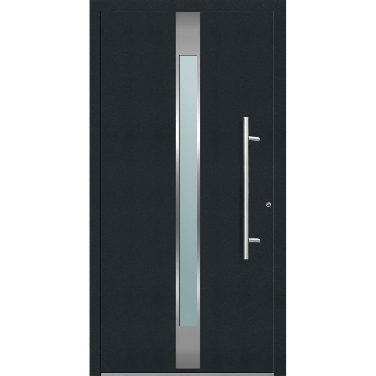 Aluminium Sicherheits-Haustür Rimini Exklusiv 75 mm anthrazit 100 x 210 cm Anschlag rechts inkl Griffset