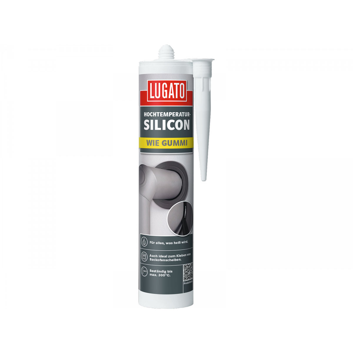 Lugato Hochtemperatur-Silikon Wie Gummi Ofenschwarz 310 ml