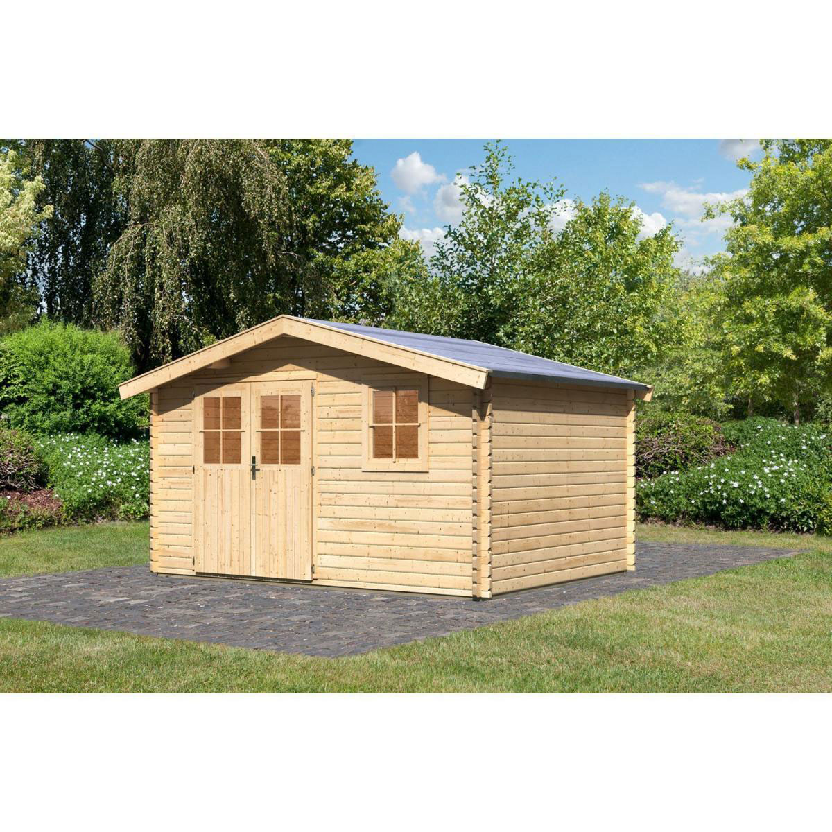 Karibu Gartenhaus Felsenau naturbelassen 387 x 297 x 241 cm