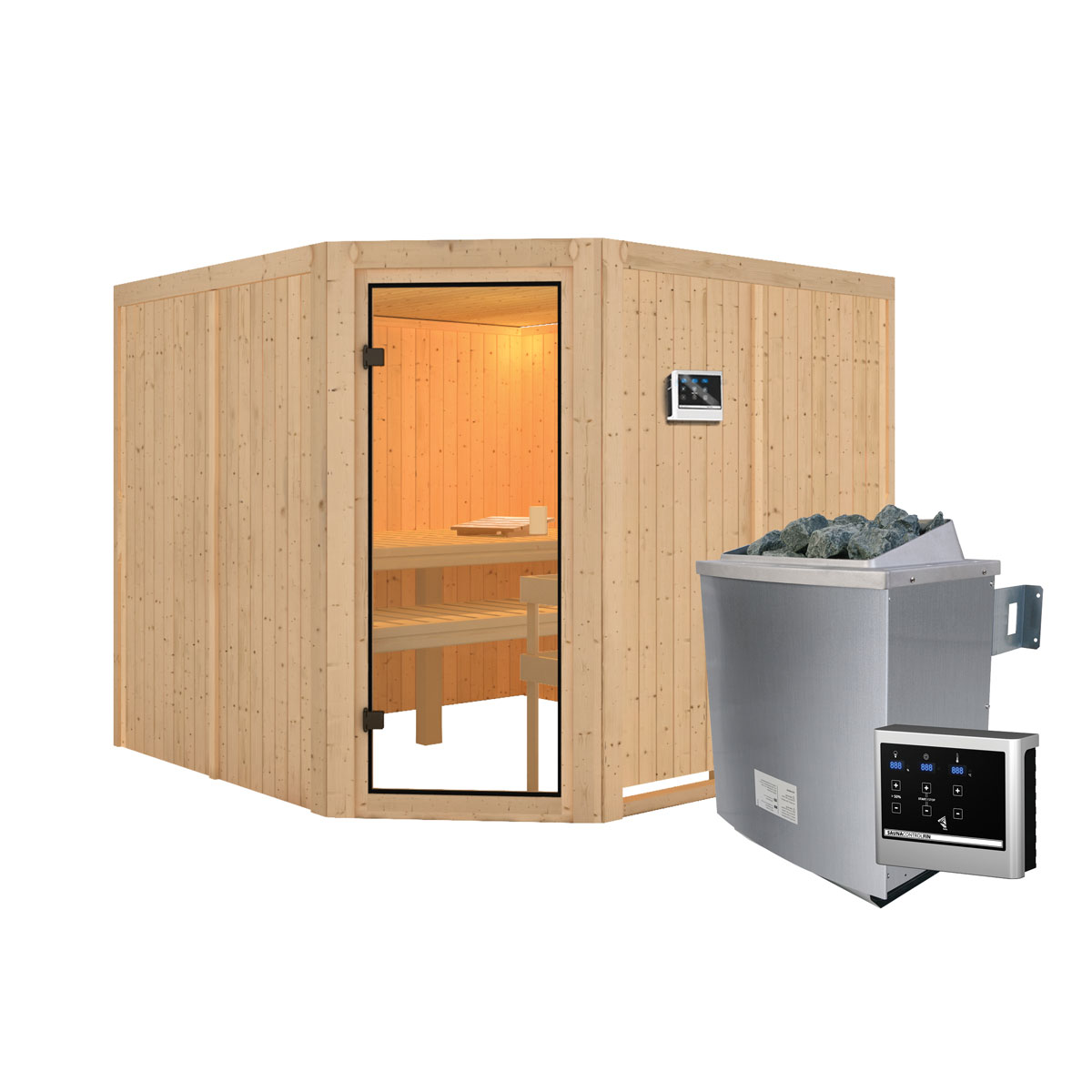 Karibu Sauna Ystad naturbelassen externe Steuerung Bild 3