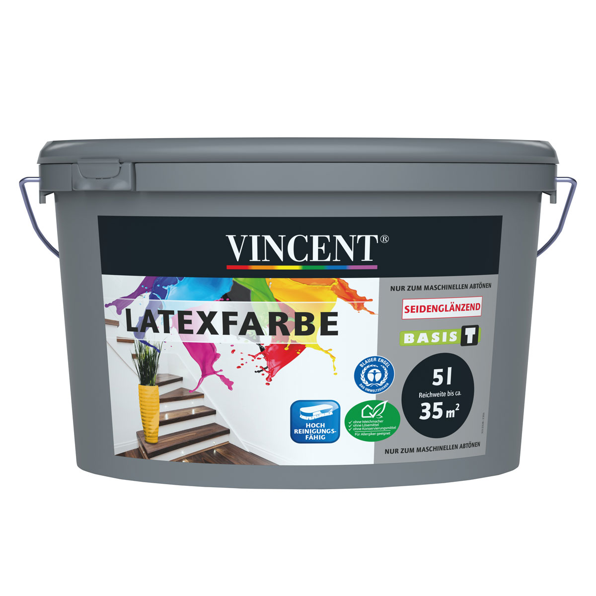 Vincent  Wandfarbe Latexfarbe Mix It seidenglänzend 5 L