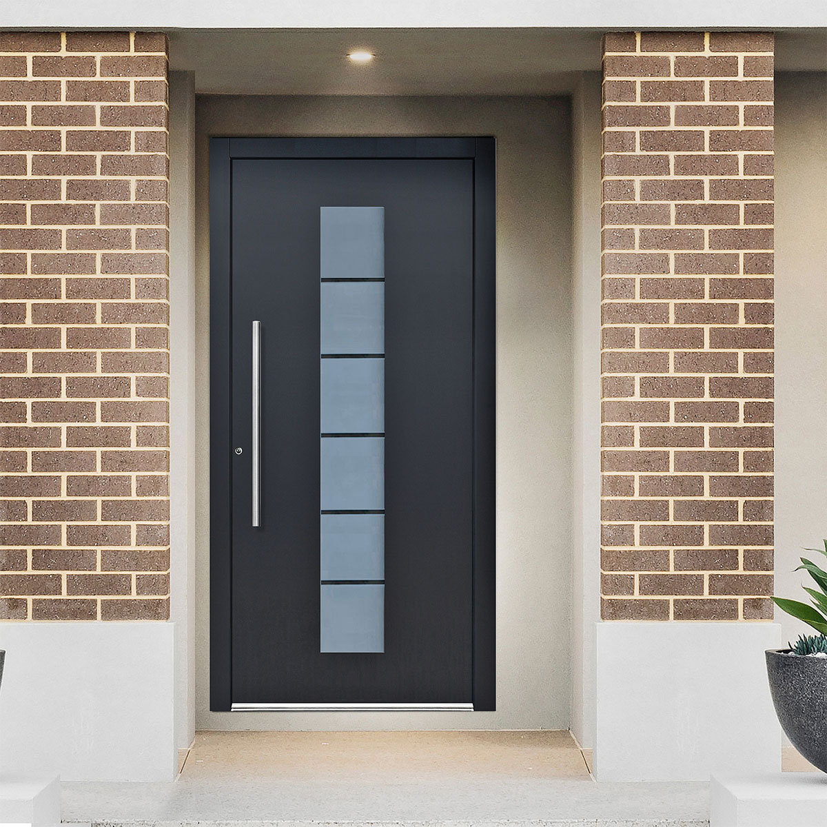 Aluminium-Sicherheitshaustür 108 Lucca anthrazit Anschlag links 110 x 210 cm Bild 3