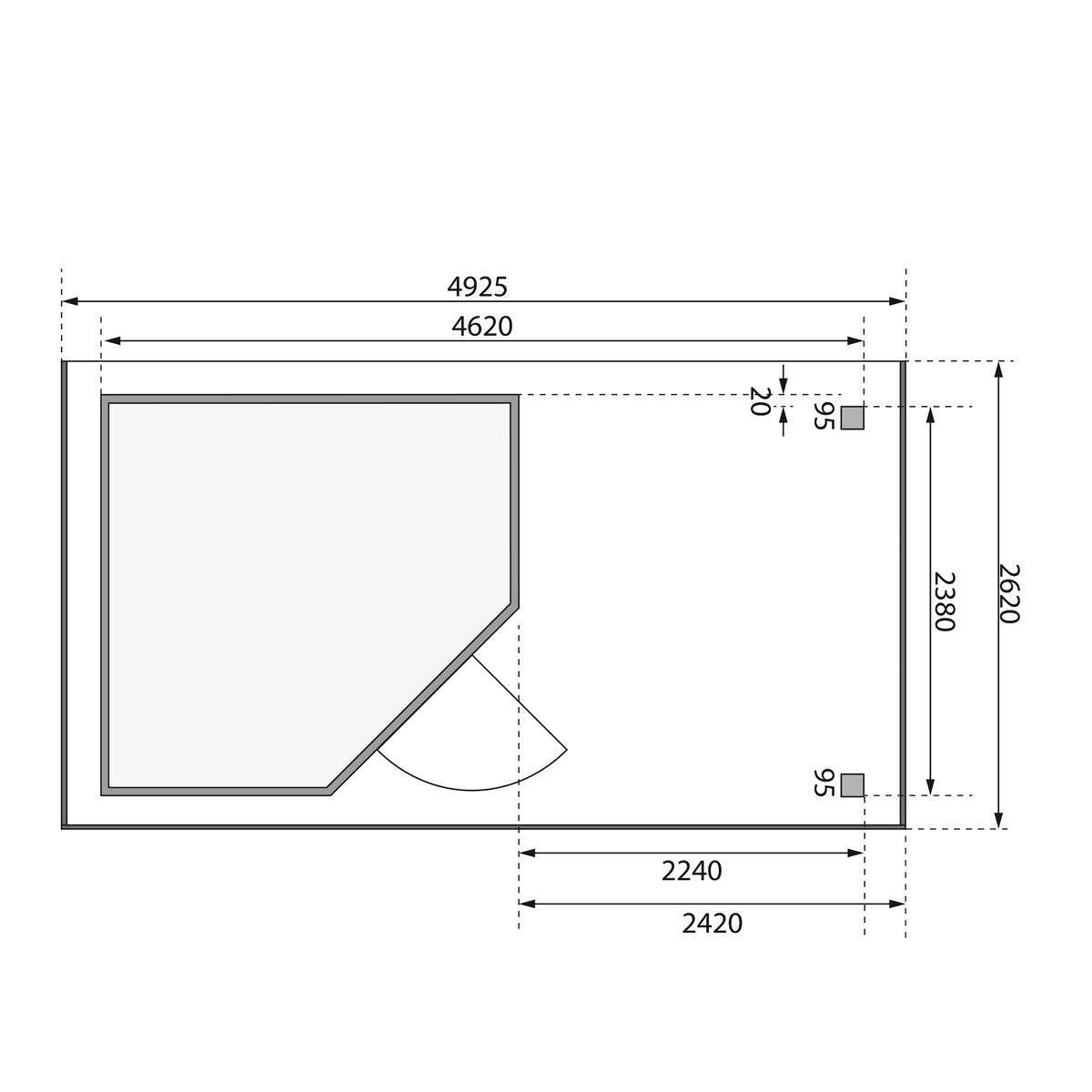 Karibu BBH Schwandorf 5 Set mit Anbau terragrau Bild 8