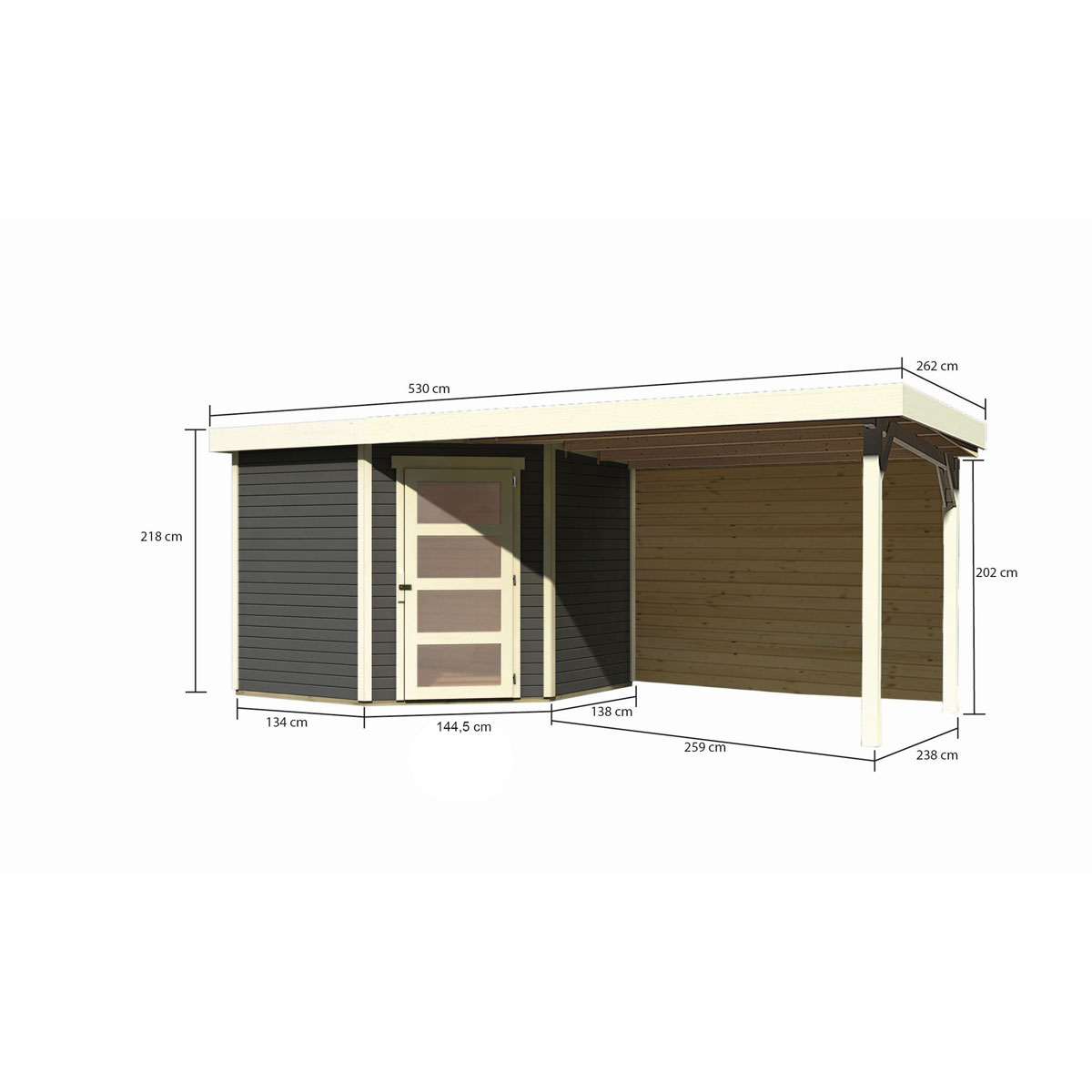 Karibu BBH Schwandorf 5 Set mit Anbau terragrau Bild 3