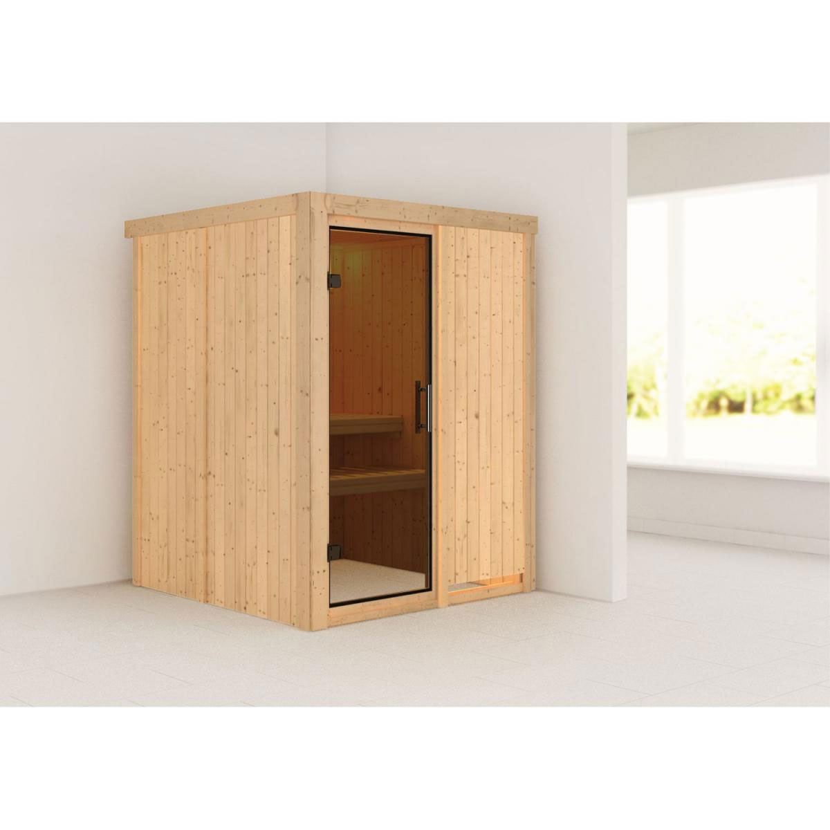 Karibu Sauna Norin Fronteinstieg ohne Zubehör moderne Tür