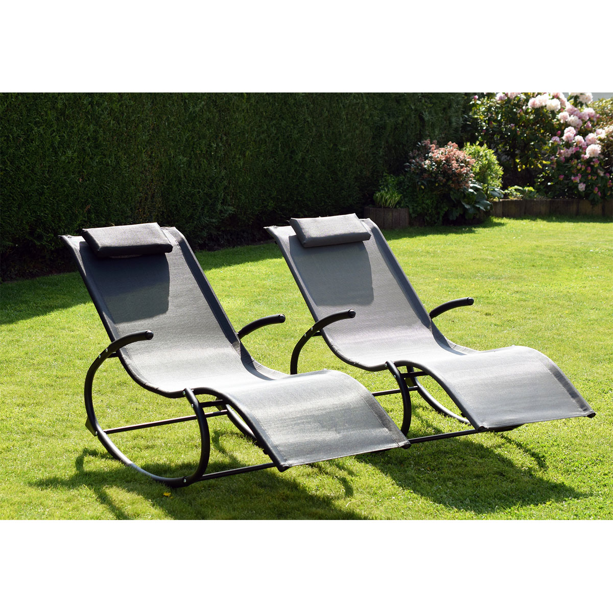 Chillroi  Schaukelgartenstuhl grau Gartenliege Liegestuhl Sonnenliege  Bild 8