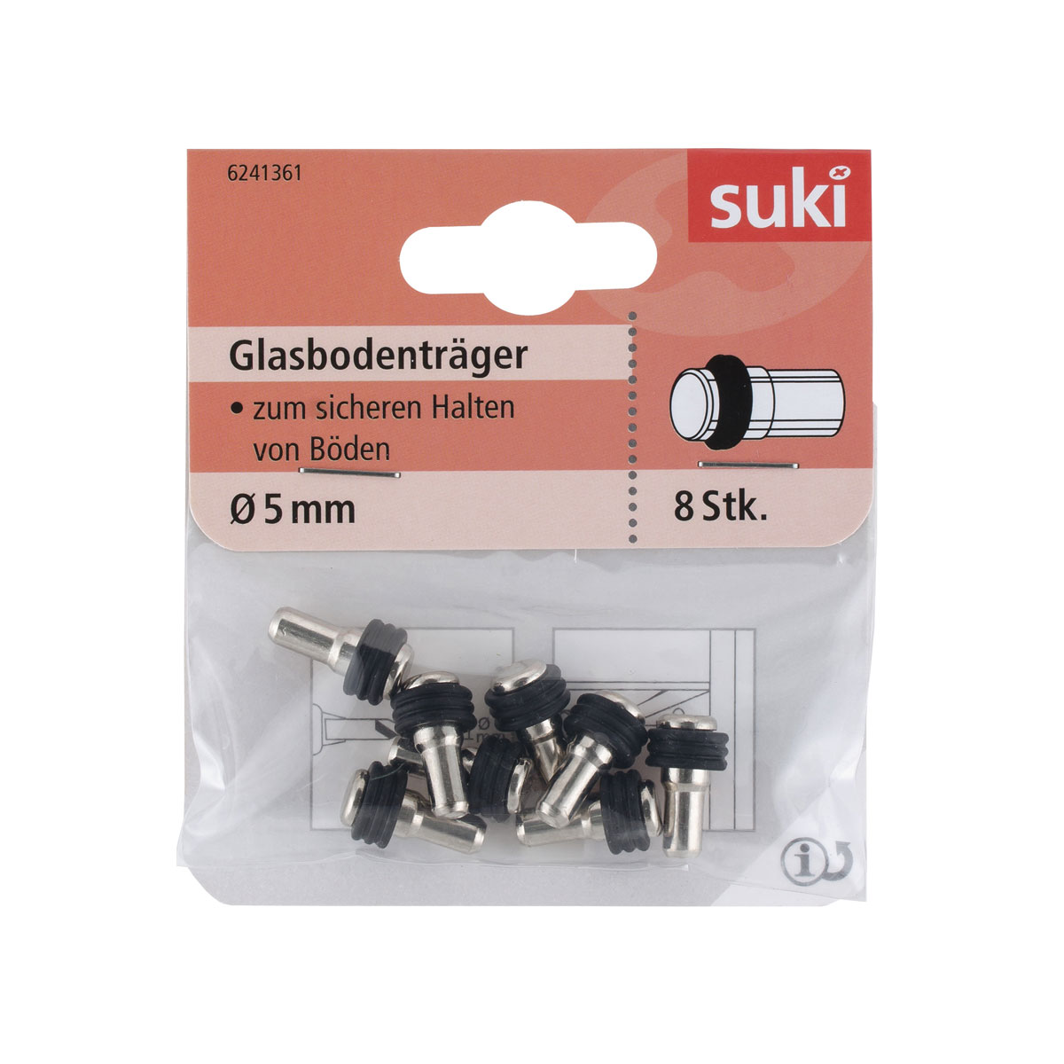 Suki Bodenträger Metall Durchmesser 0,5 x 0,8 cm schwarz 8 Stück Bild 1