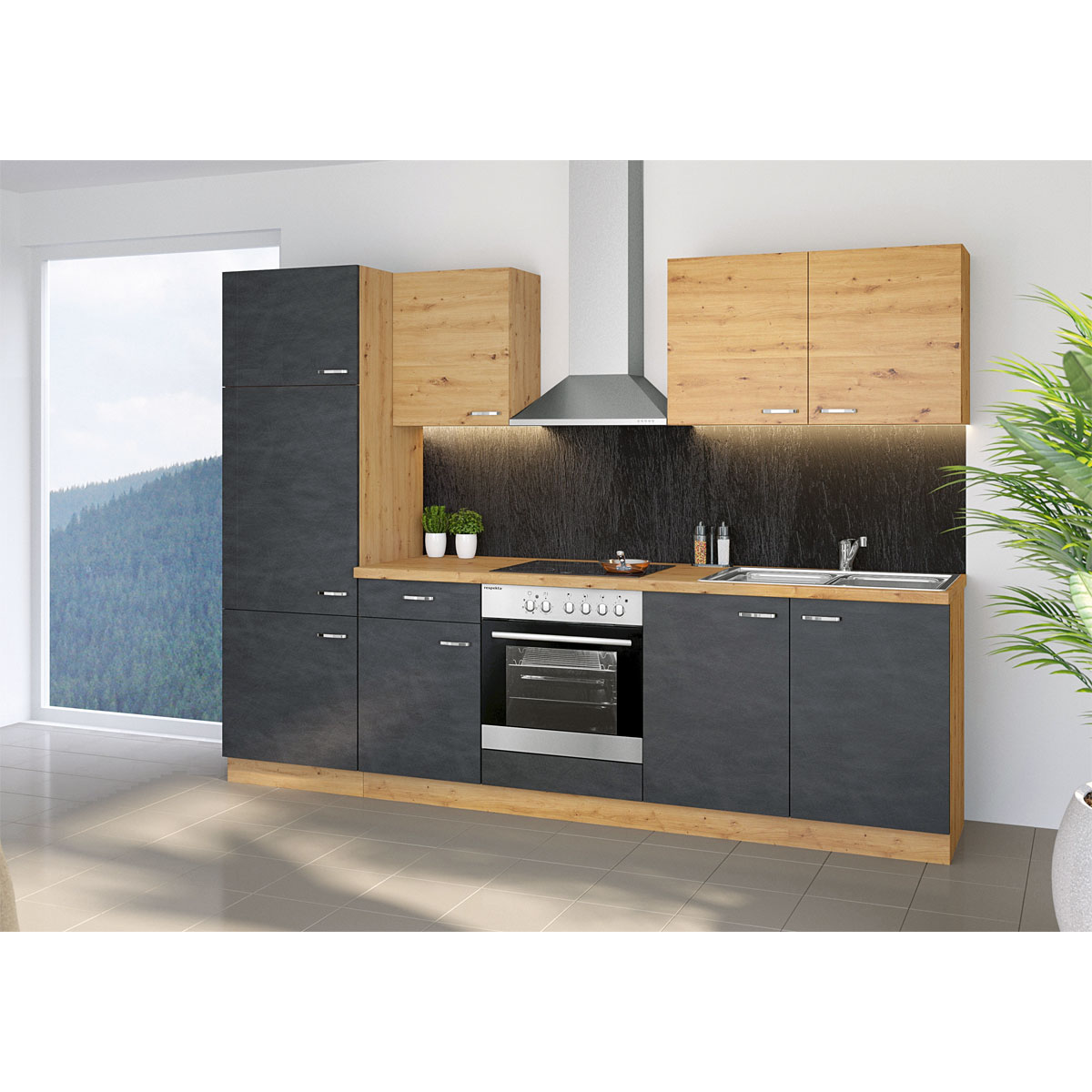 Küchenzeile Alina Eiche Artisan Matera anthrazit 270 cm Bild 4