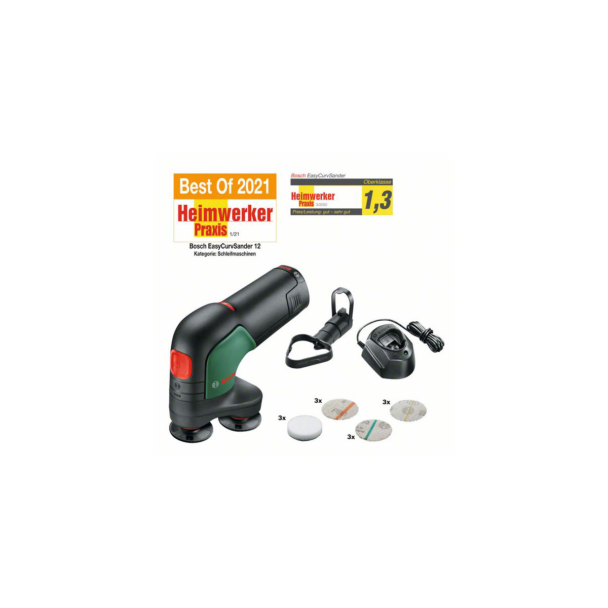 Bosch Akku-Tellerschleifer und Polierer-Set EasyCurvSander 12 mit Akku 17-teilig