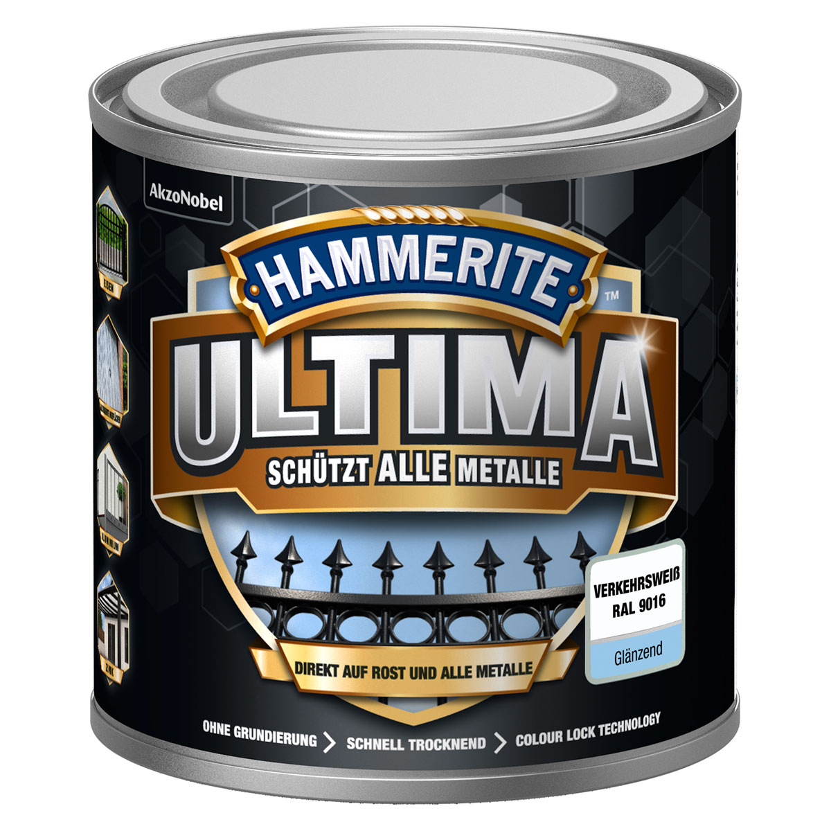 Hammerite Metallschutzlack Ultima Verkehrsweiß glänzend 250 ml