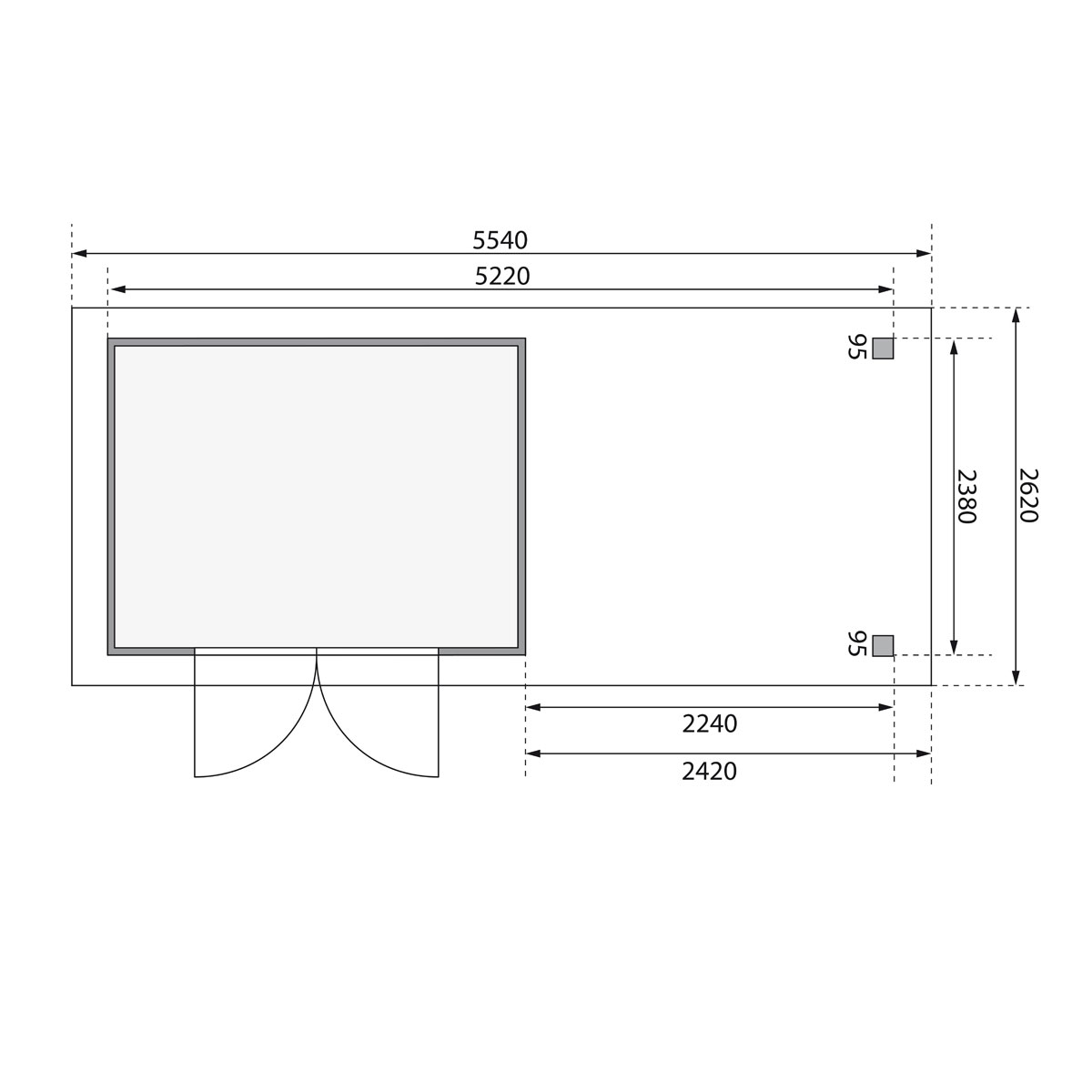 Karibu BBH Askola 5 Set mit Anbaudach naturbelassen Bild 9