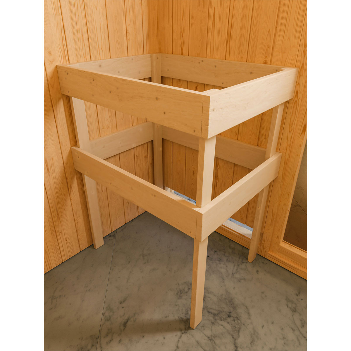 Karibu Systemsauna Daria 68 mm 3,6 kW Ofen Bio externe Strg mit Dachkranz Bild 9