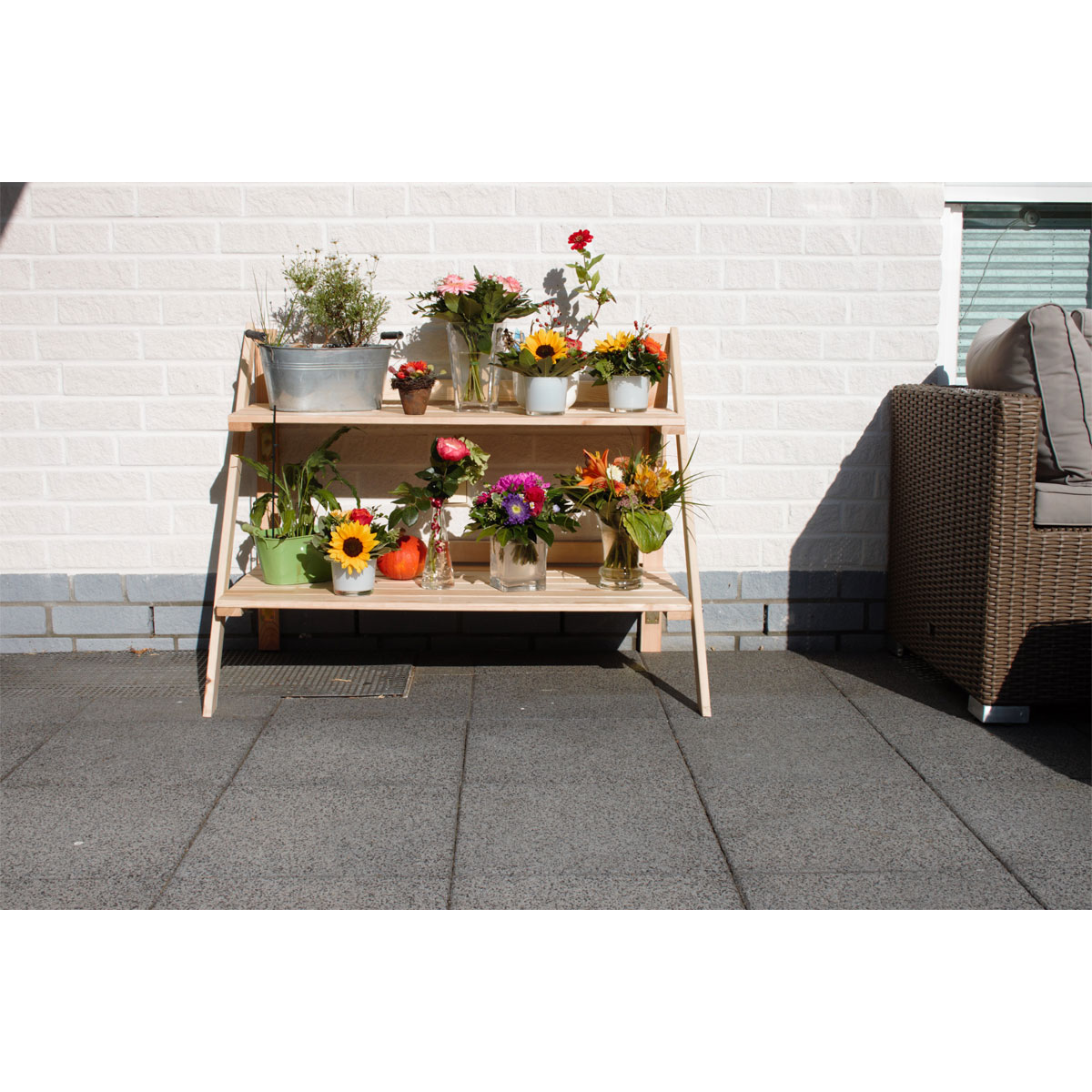 Promadino Klappbare Blumentreppe natur