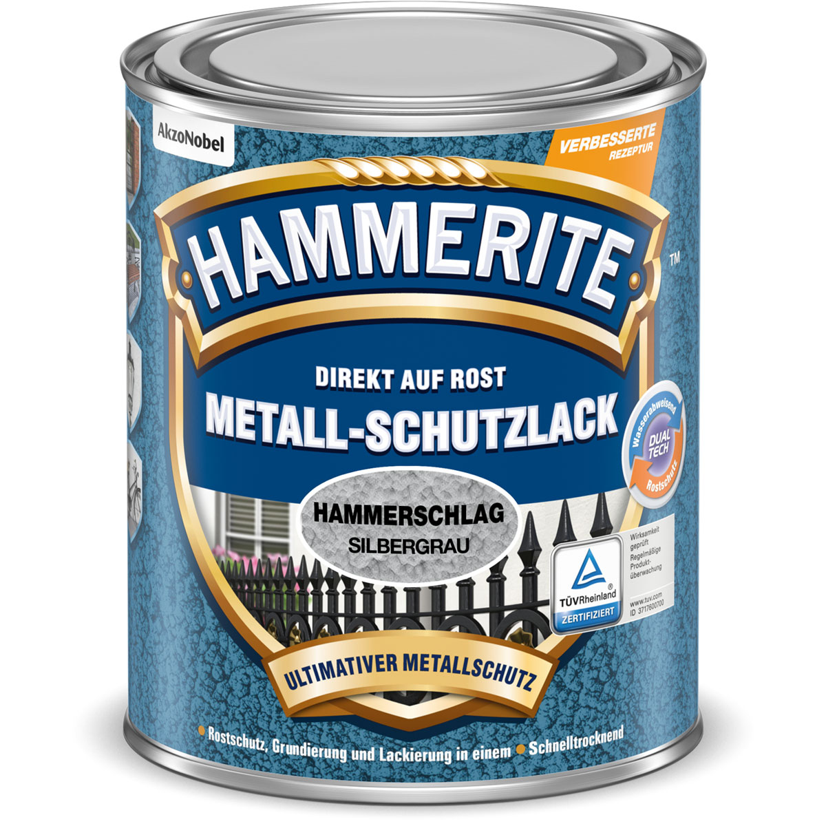 Hammerite Metallschutzlack silbergrau Hammerschlag 250 ml