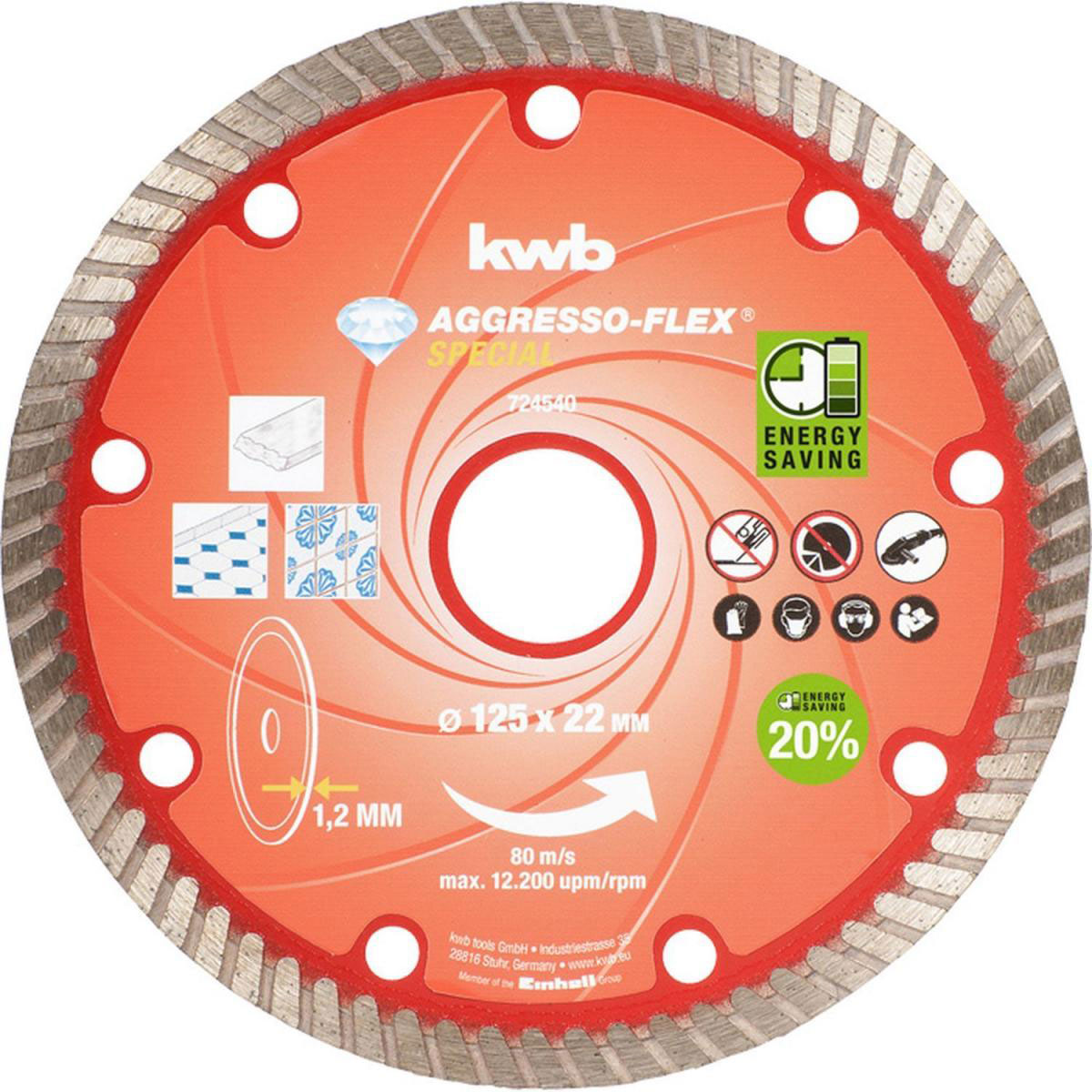 kwb  Dünntrennscheibe Aggreso-Flex Diamant Durchmesser 125 mm Bild 1