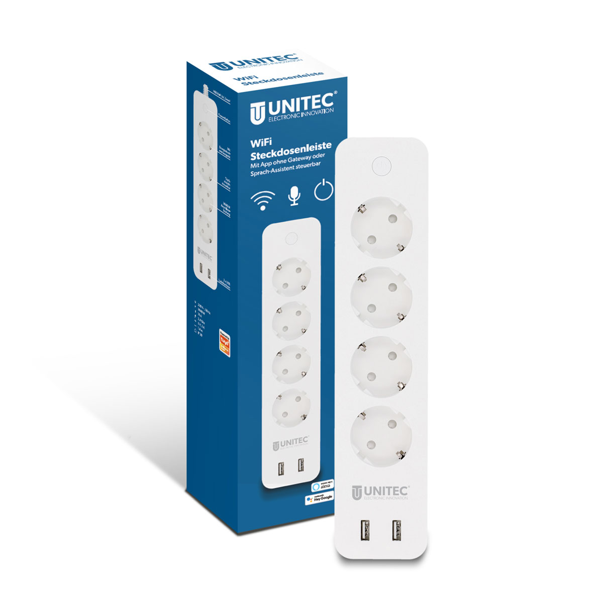 Unitec WIFI Steckdosenleiste Smart 4fach inkl 2xUSB weiß