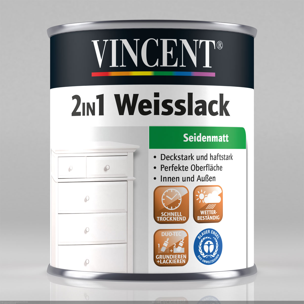 Vincent Weißlack 2in1 RAL 9001 Cremeweiß seidenmatt 750 ml