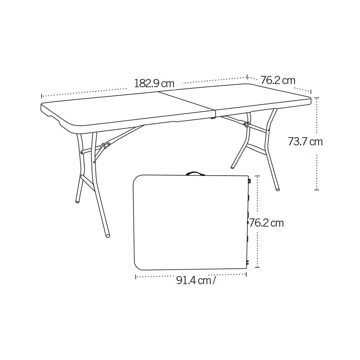Lifetime Tisch mit Klappfunktion 76,2x183,8x73,7cm Weiß Bild 11