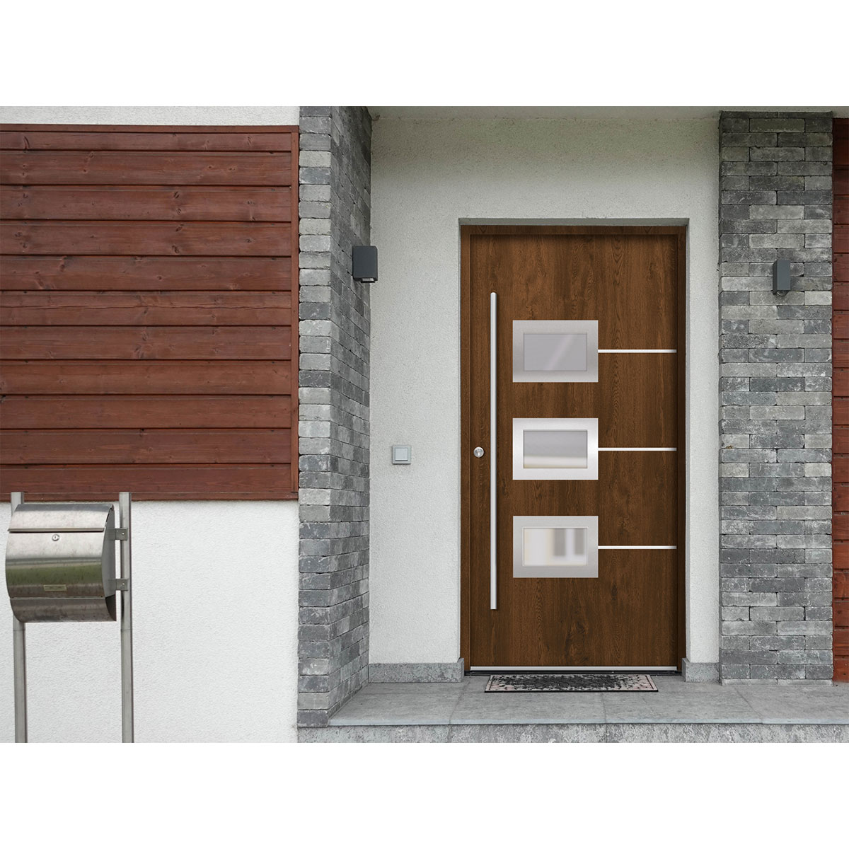 SplenDoor  Premium-Haustür Passivedoor Bergen energiesparend nussbaum 110 x 210 cm links Bild 2