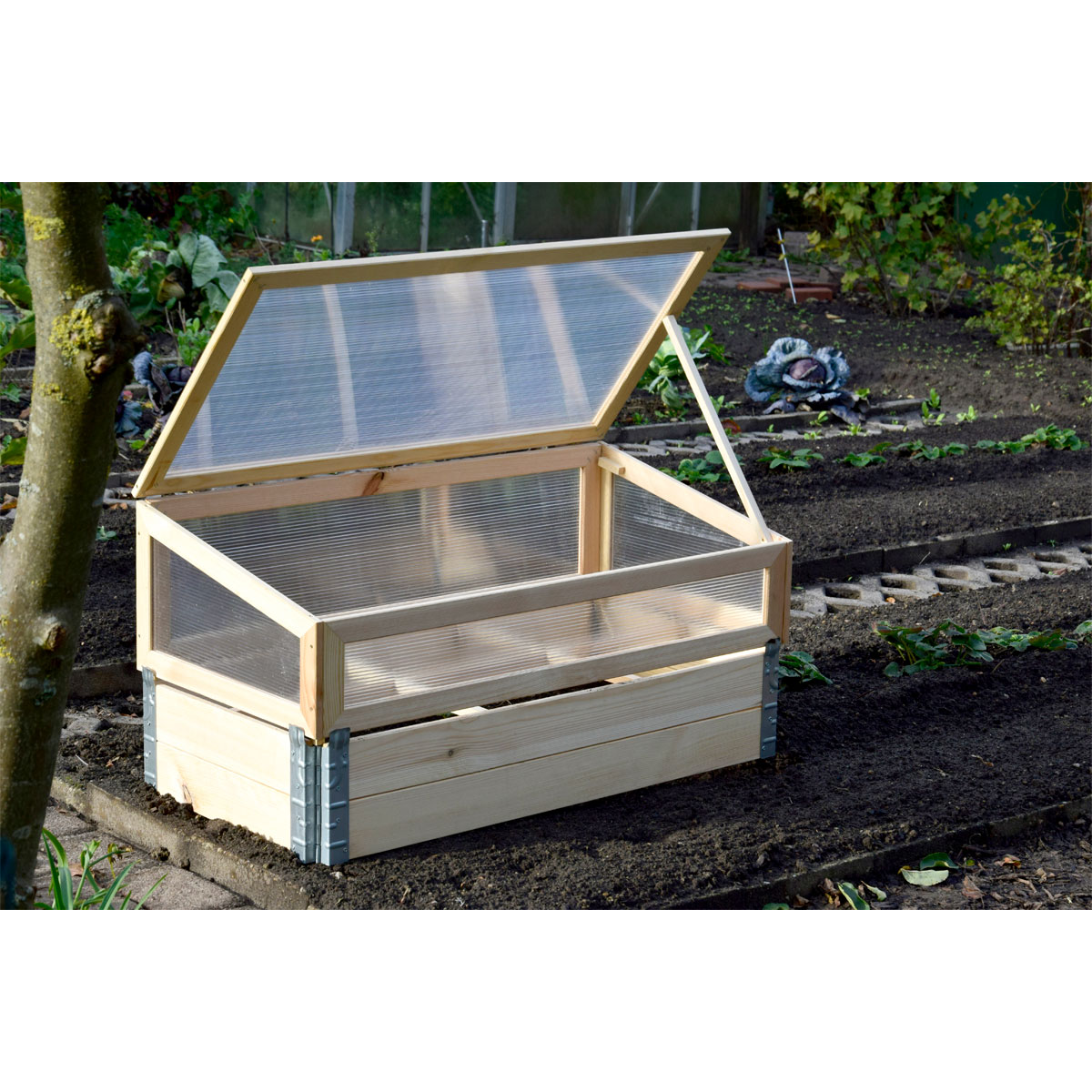 dobar Frühbeet mit Pflanzkasten beige 100 x 50 x 50,2 cm Bild 9