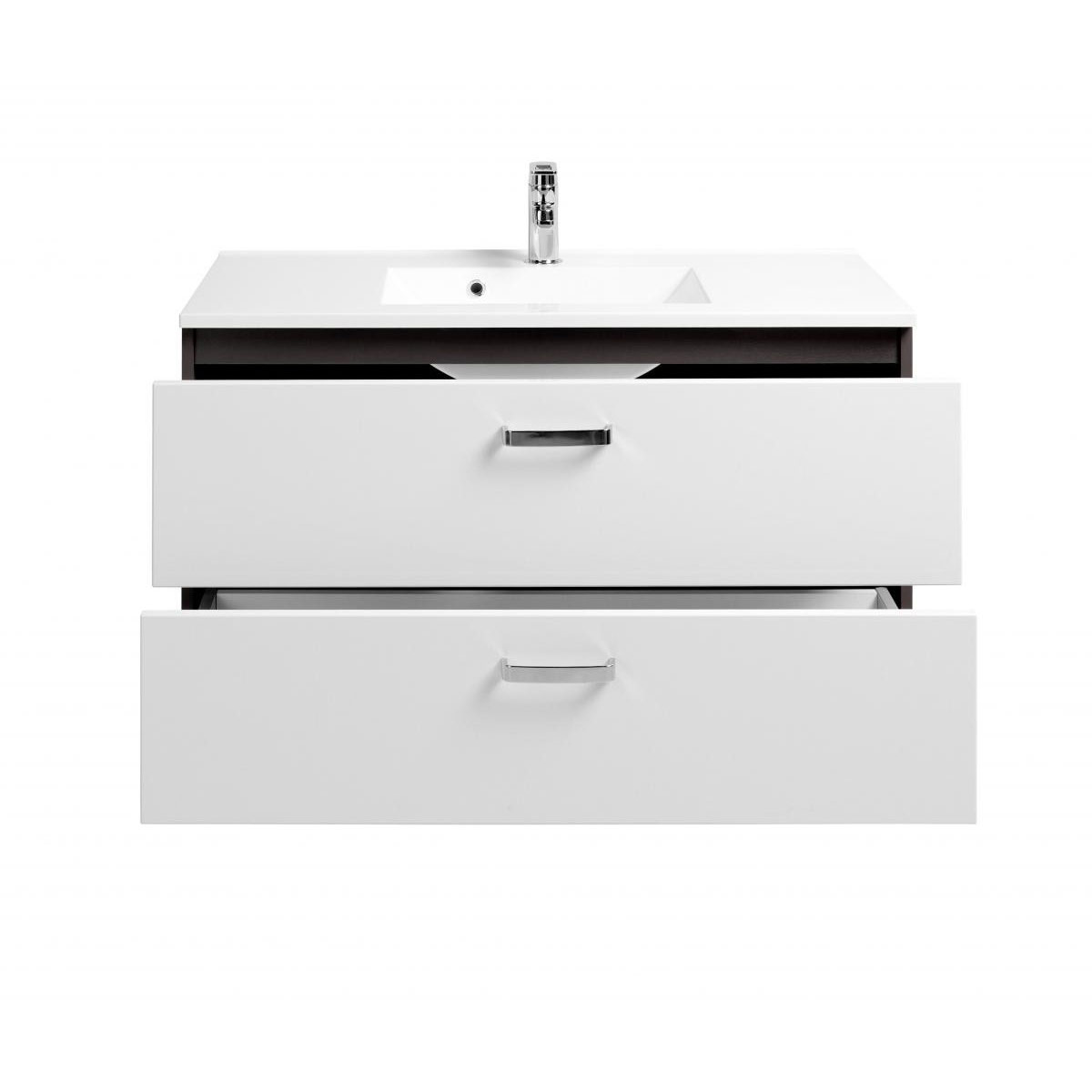 HELD Waschtisch 100 graphitgrau-weiß Hochglanz 2 Auszüge Bild 2