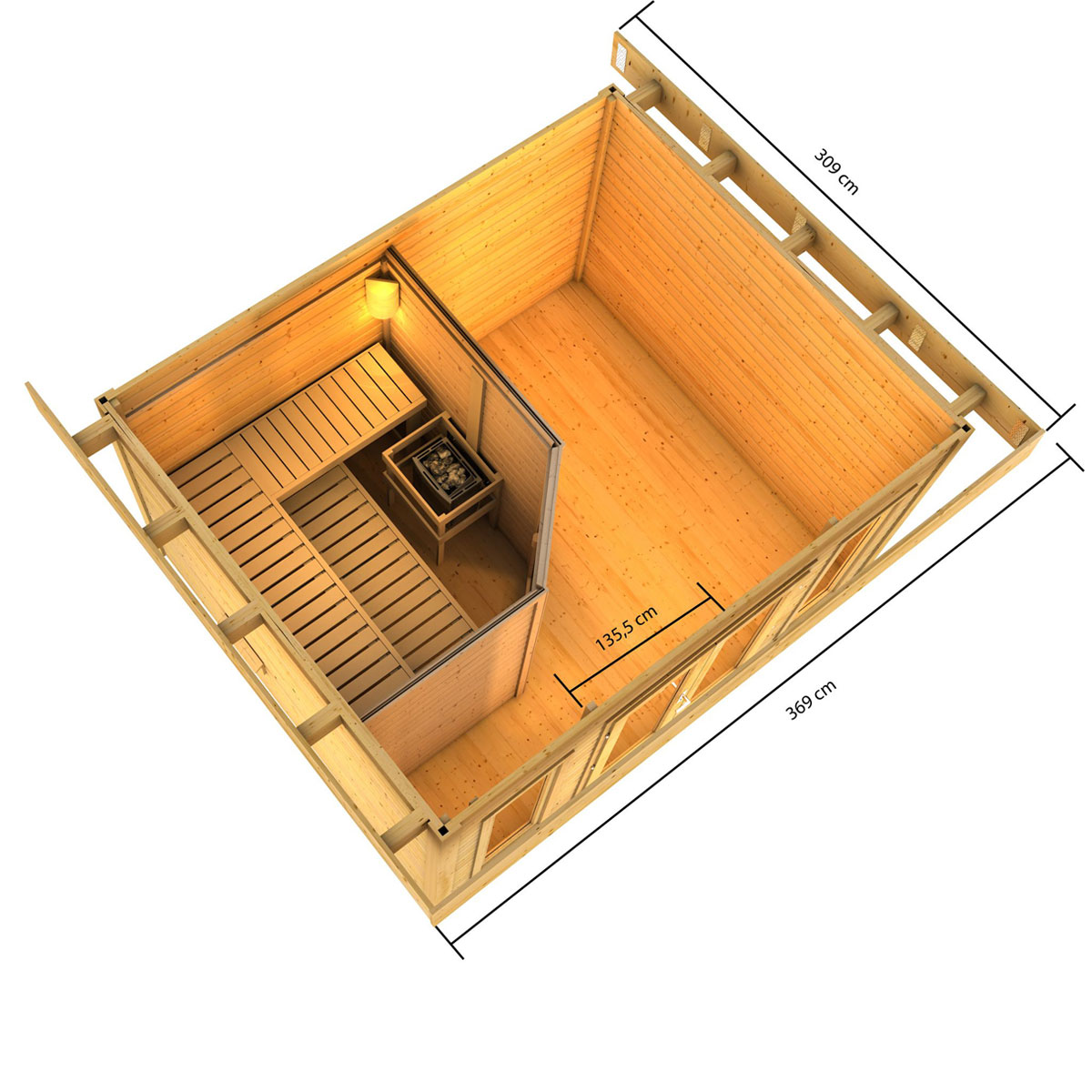 Karibu Saunahaus Nordin naturbelassen externe Steuerung Bild 2