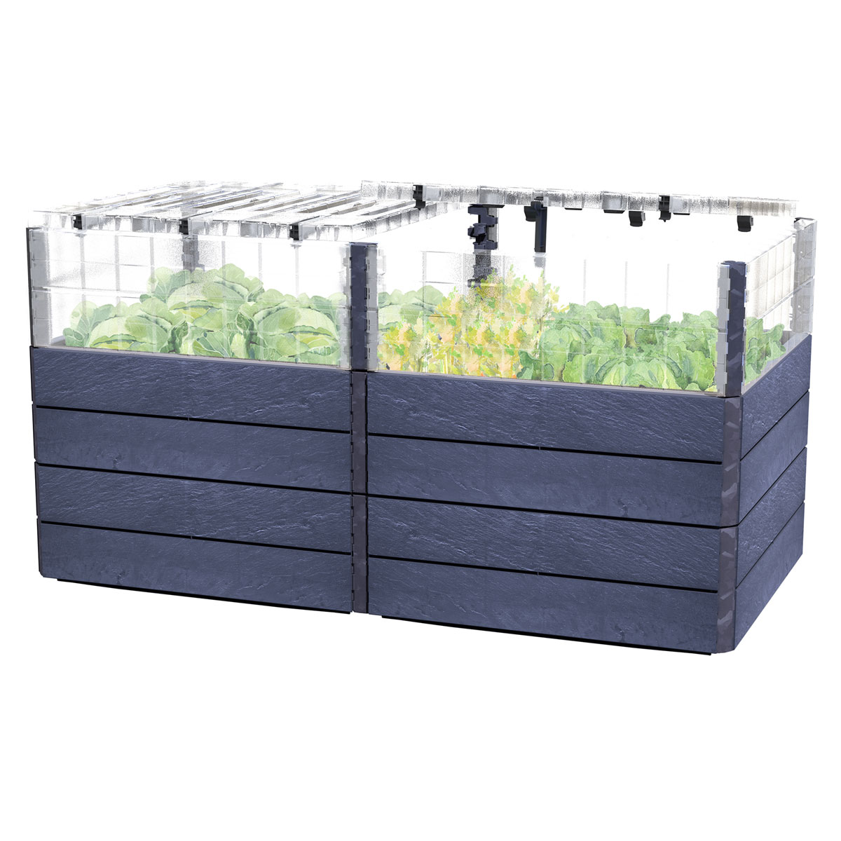 Garantia Hochbeet Ergo Quadro TurboPlus 2 L 80 Stone, inkl. FLORA Wassersparsystem