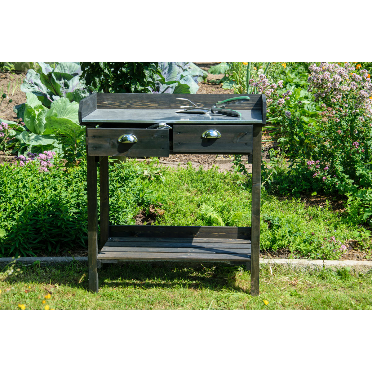 dobar Pflanztisch 79 x 90 x 39 cm schwarz Bild 6