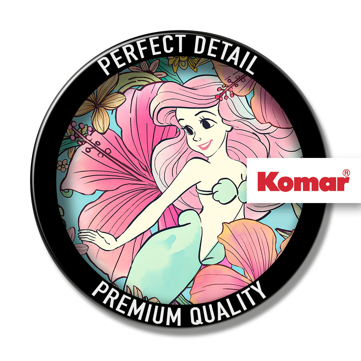Komar Selbstklebende Vlies Fototapete rund Ariel Ocean Flowers Durchmesser 125 cm